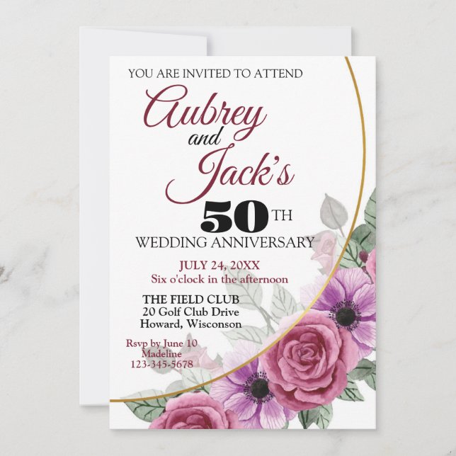 Elegant Anniversary Invitation (Front)