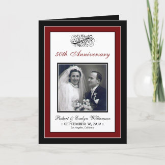 Elegant Anniversary Party Custom Card (red)