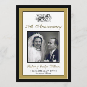 Elegant Anniversary Party Custom Invitation (gold)