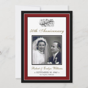 Elegant Anniversary Party Custom Invitation (red)