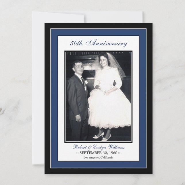 Elegant Anniversary Party Invitation (navy) (Front)