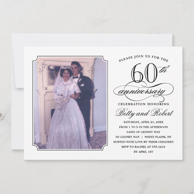 Elegant Anniversary Party Photo Invitation (Front)