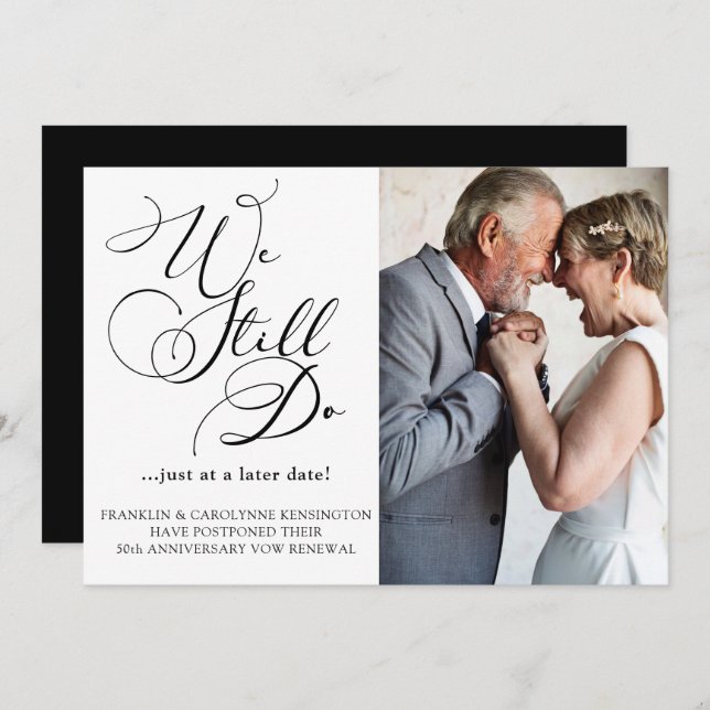 Elegant Anniversary Vow Renewal Postponement Invitation (Front/Back)