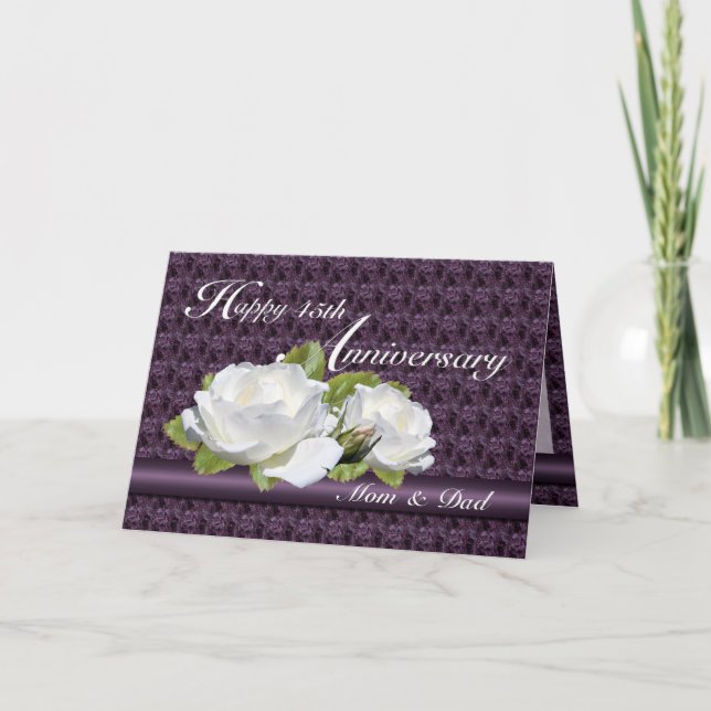 Elegant Anniversary White Roses Cards (Front)