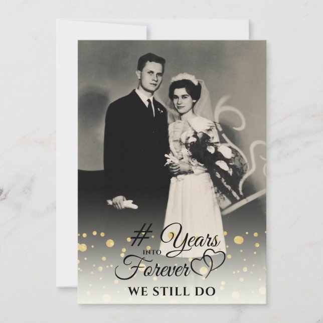Elegant Anniversary YEARS INTO FOREVER Vow Renewal Invitation (Front)