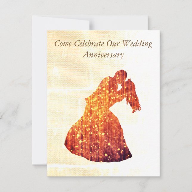 Elegant anniversray invitation, Golden Couple Invitation (Front)