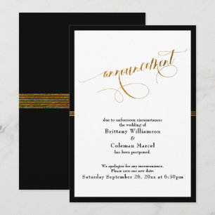 Elegant Announcement Black & Gold Stripe Card