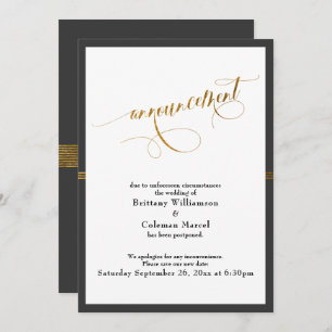 Elegant Announcement Dark Grey & Gold Stripe Card