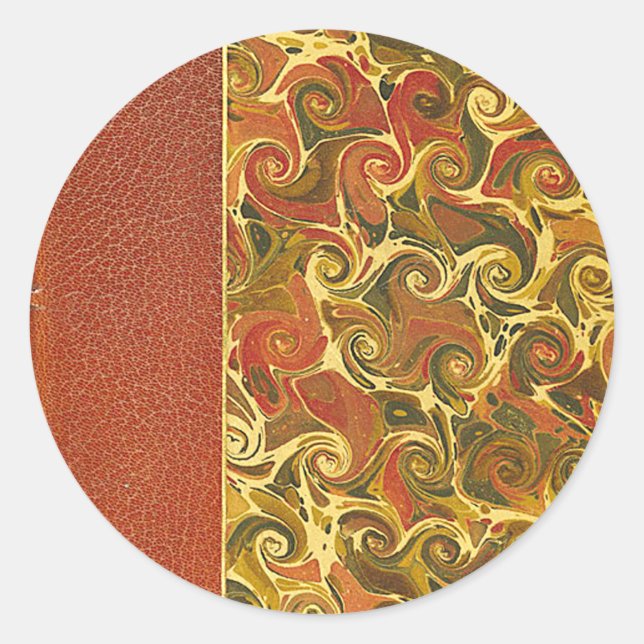 Elegant Antique Book, Ornate Swirl Pattern Classic Round Sticker (Front)