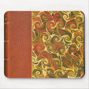 Elegant Antique Book, Ornate Swirl Pattern Mouse Pad