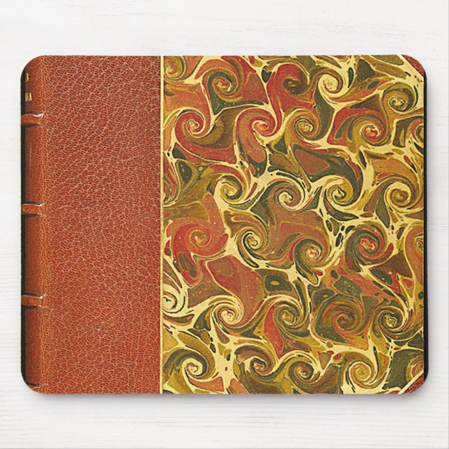 Elegant Antique Book, Ornate Swirl Pattern Mouse Pad (Front)