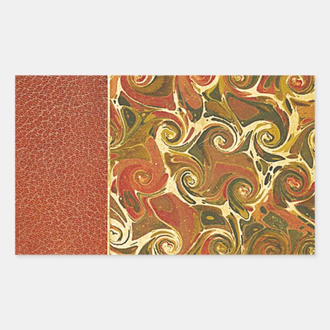 Elegant Antique Book, Ornate Swirl Pattern Rectangular Sticker (Front)