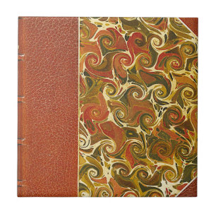Elegant Antique Book, Ornate Swirl Pattern Tile