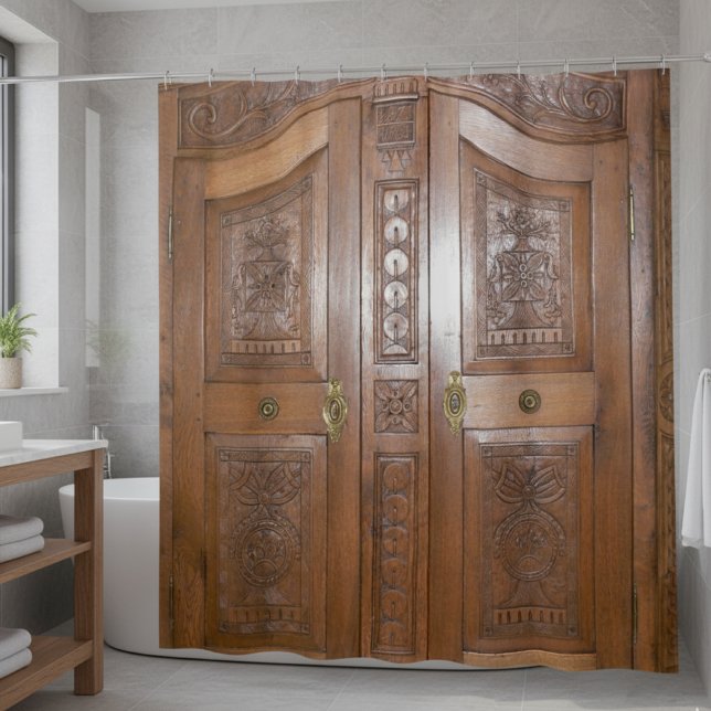 Elegant Antique Carved Wardrobe Shower Curtain (Creator Uploaded)