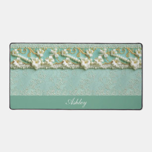 Elegant Antique Floral Personalized Desk Mat
