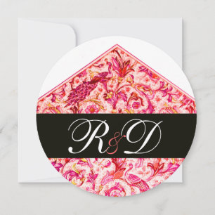 ELEGANT ANTIQUE FLORENTINE PINK FLORAL MONOGRAM INVITATION