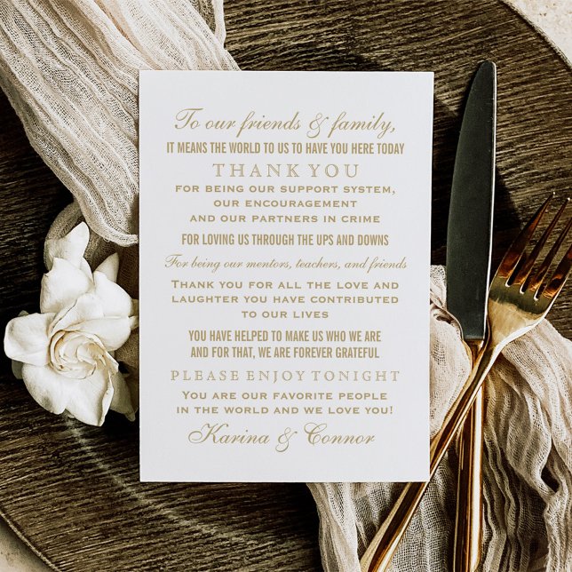 Elegant Antique Gold and White Wedding Guest Thank You Card (Creator Uploaded)