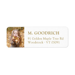 Elegant Antique Gold Fall Photo Return Address