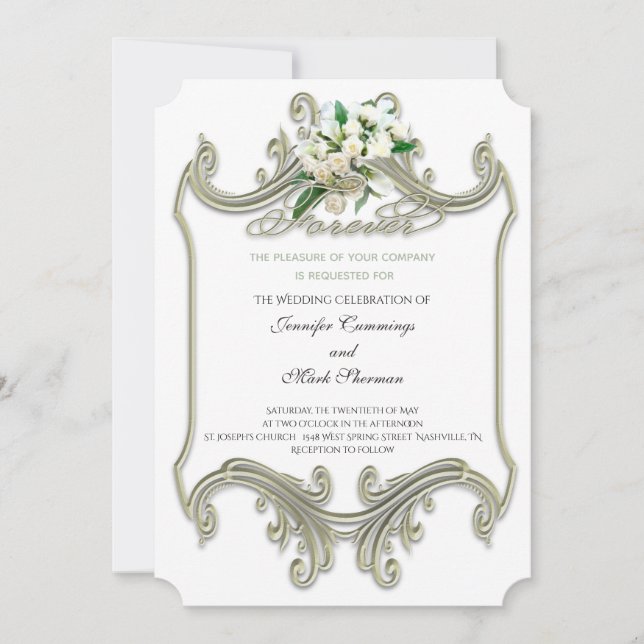 Elegant antique gold frame Wedding Invitation (Front)