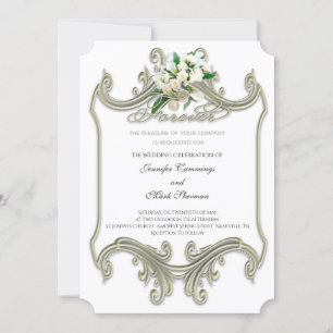 Elegant antique gold frame Wedding Invitation