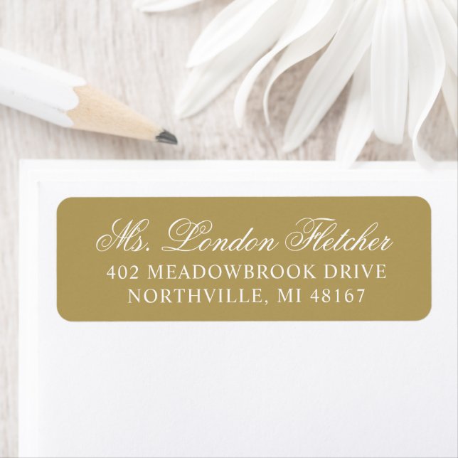 Elegant Antique Gold Script Wedding Address (Insitu)