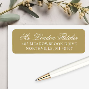 Elegant Antique Gold Script Wedding Address