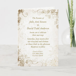 Elegant Antique Gold Vintage Wedding Invitation