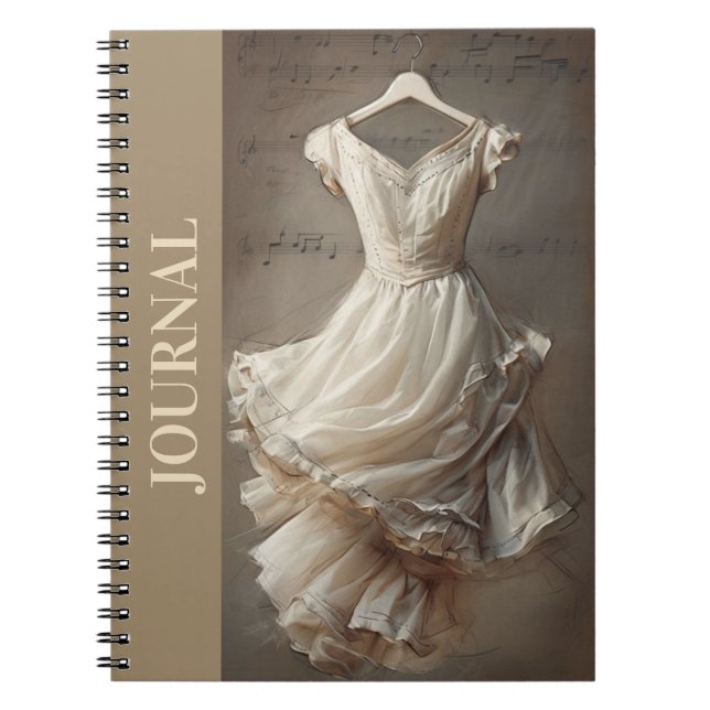 Elegant Antique Little Black Dress LBD Beige Notebook (Front)