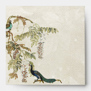 Elegant Antique Look Peacock Wedding Envelope