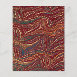 Elegant Antique Marbled Paper Burgundy and Gold