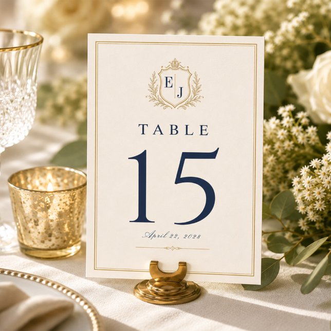 Elegant Antique Monogram Old Money Wedding Table Number (Creator Uploaded)