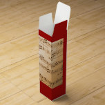Elegant antique Music Notes on Bold Red Wine Box<br><div class="desc">Nostalgic Antique Sepia scale of notes on an elegant red background.  A Beautiful manner to present great housewarming or open house gift. Birthday or Holiday. Any music lover.</div>