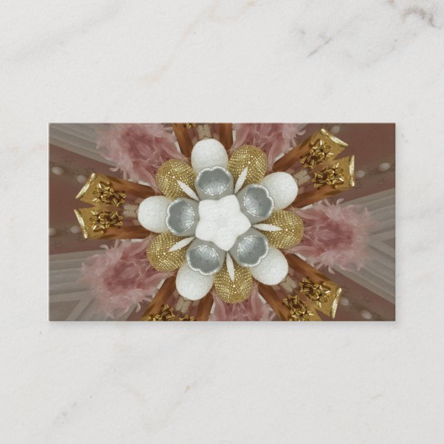 Elegant Antique Pink Silver Grey Gold White Flower Business Card (Front)