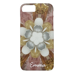 Elegant Antique Pink Silver Grey Gold White Flower Case-Mate iPhone Case