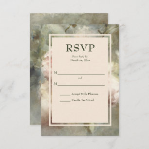 Elegant Antique Roses, Soft Pink Watercolor Floral RSVP Card