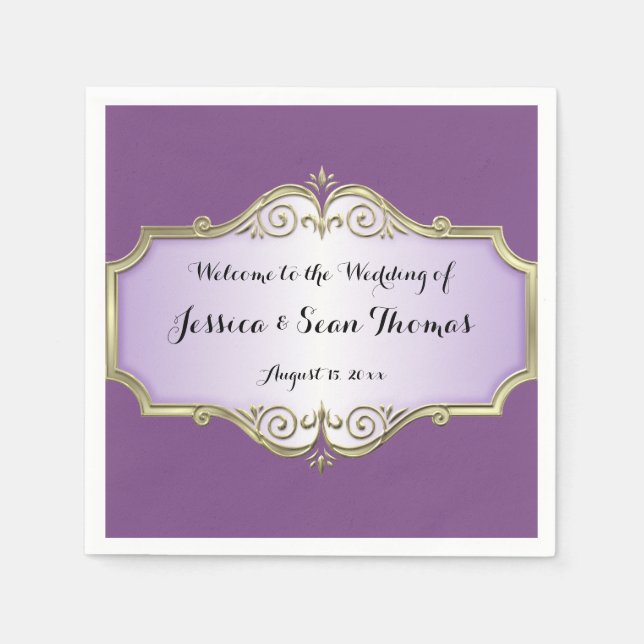 Elegant Antique Satin Wedding Napkin (Front)
