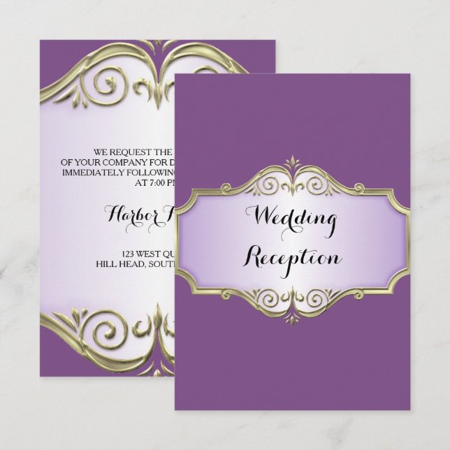 Elegant Antique Satin Wedding Reception Invitation (Front/Back)