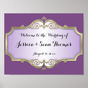 Elegant Antique Satin Wedding Welcome Poster