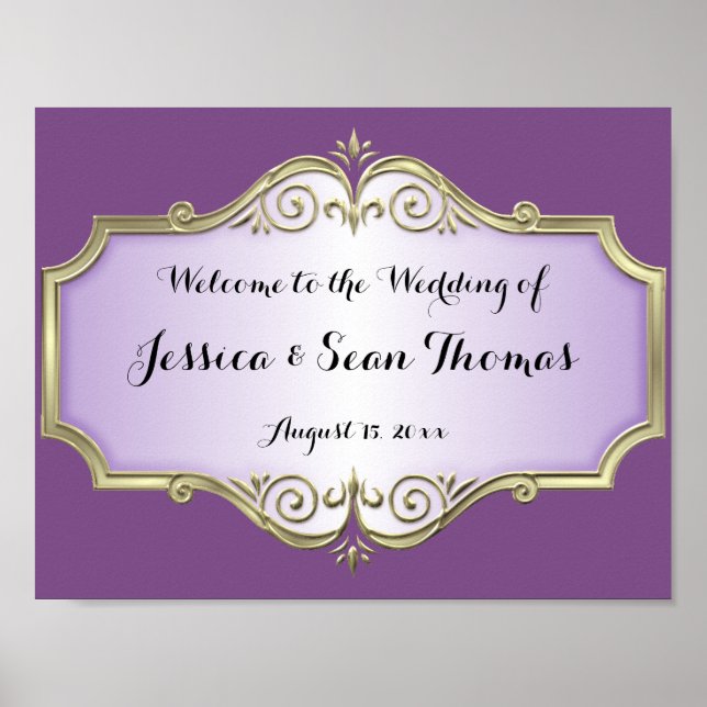 Elegant Antique Satin Wedding Welcome Poster (Front)