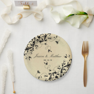 Elegant Antique Swirls Wedding Paper Plate