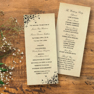 Elegant Antique Swirls Wedding Program Template