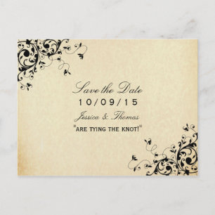 Elegant Antique Swirls Wedding Save The Date Announcement Postcard