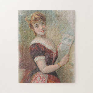Elegant Antique Valentine's Illustration, 1890 Jigsaw Puzzle