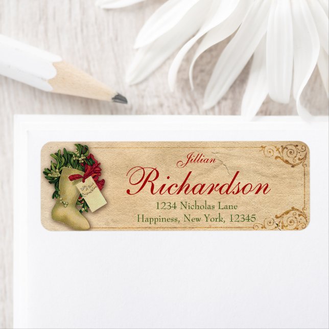Elegant Antique Victorian Christmas Return Address (Insitu)