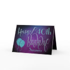 Elegant Any Age Name Purple Teal Happy Birthday