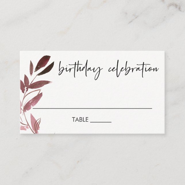 ELEGANT ANY AGE PINK PURPLE FAUNA WREATH BIRTHDAY PLACE CARD (Front)