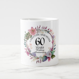  Elegant Any Wedding (60) Floral Anniversary Large Coffee Mug