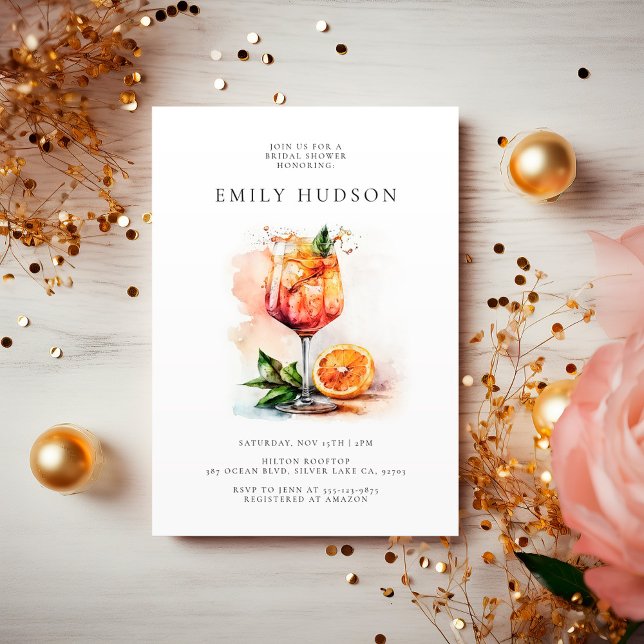 Elegant Aperol Spritz Bridal Shower Invitation (Creator Uploaded)
