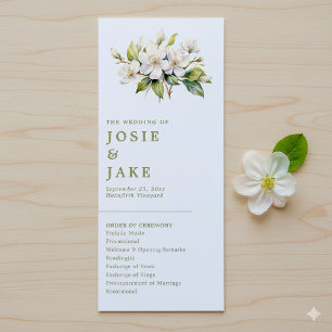 Elegant Apple Blossom Minimalist Botanical wedding Programme
