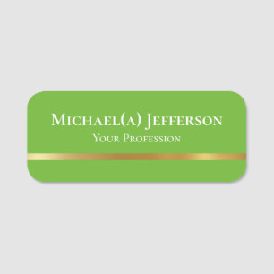 Elegant Apple Green Luxury Gold Line: Professional Name Tag